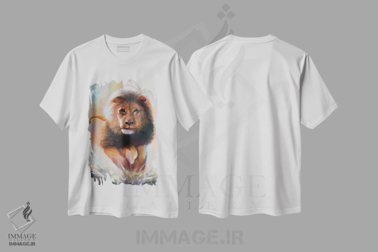 تیشرت سفید طرح دار شیر، تزئینی اثر بُژنا فوخس | فروشگاه ایماژ