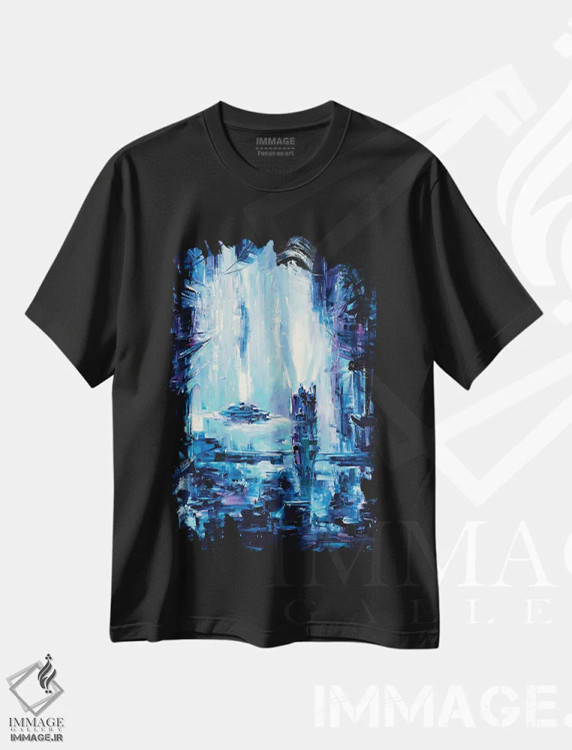 تیشرت مشکی طرح دار شهر نئونی، مدیوم اثر بُژنا فوخس | فروشگاه ایماژ