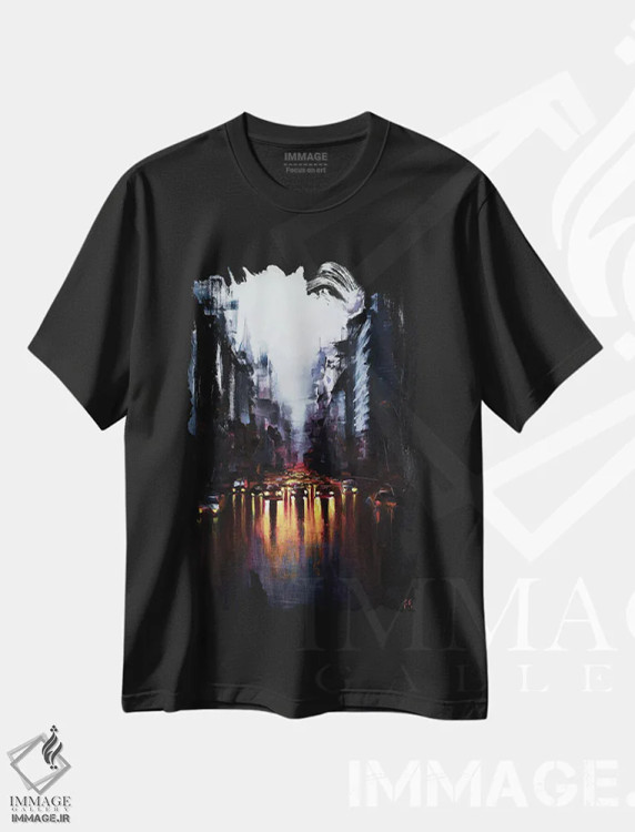 تیشرت مشکی طرح دار پس از باران صبحگاهی، مدیوم اثر بُژنا فوخس | immage.ir