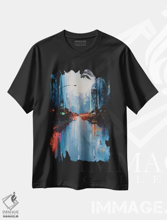 تیشرت مشکی طرح دار پس از باران، مدیوم اثر بُژنا فوخس | فروشگاه ایماژ