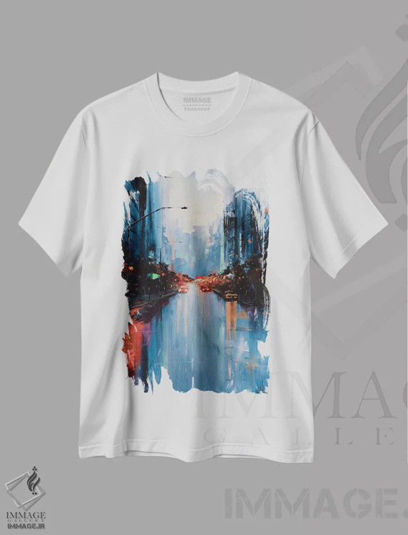 تیشرت سفید طرح دار پس از باران، مدیوم اثر بُژنا فوخس | immage.ir