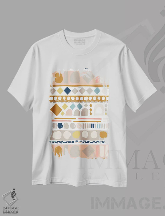 تیشرت سفید طرح دار دلیر و مهربان یک، آبستره اثر کارولین آلفردز | فروشگاه ایماژ