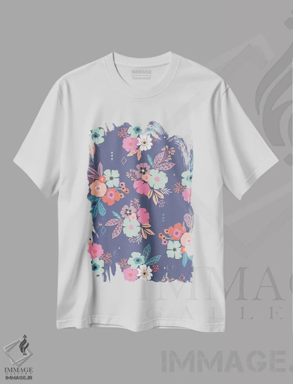 تیشرت سفید طرح دار ساعت گل ها ۲، دکور بوهمی اثر کارولین آلفردز | فروشگاه ایماژ