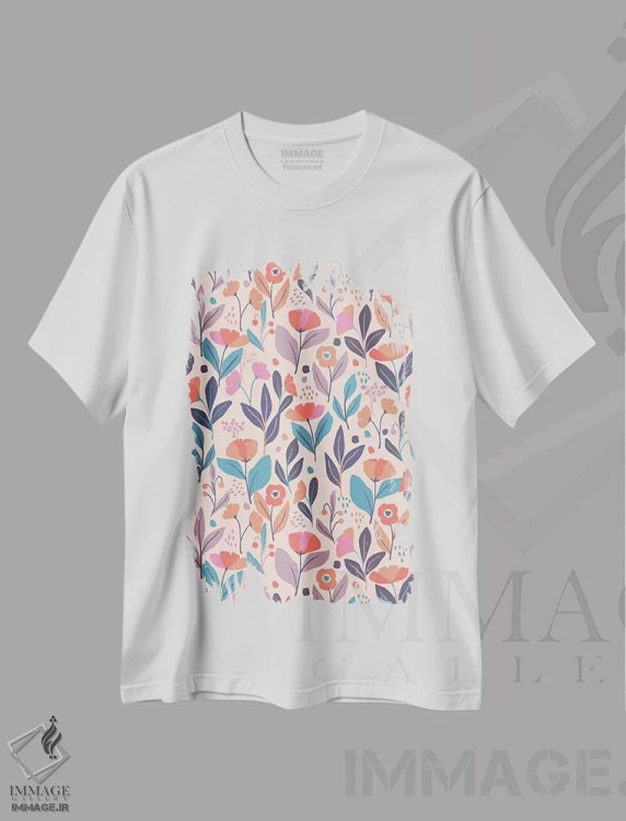 تیشرت سفید طرح دار ساعت گل ها ۳، دکور بوهمی اثر کارولین آلفردز | immage.ir