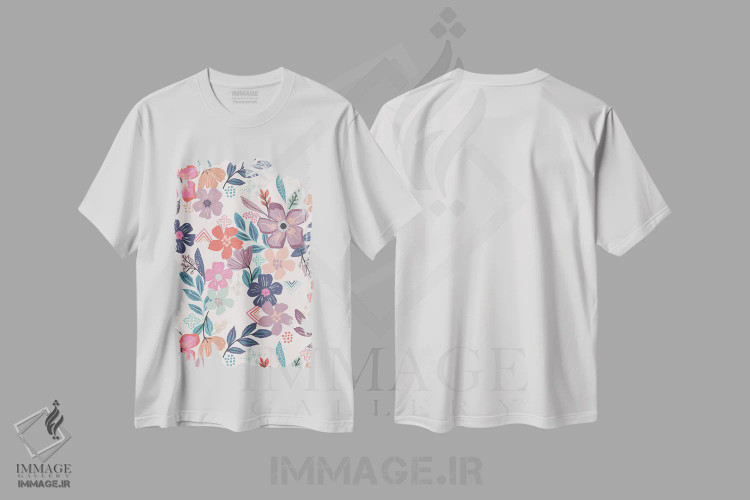 تیشرت سفید طرح دار ساعت گل ها ۱، دکور بوهمی اثر کارولین آلفردز | immage.ir