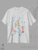 تیشرت سفید طرح دار شکوفهٔ درخشان ۳، تزئینی اثر کارولین آلفردز | فروشگاه ایماژ