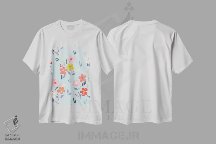 تیشرت سفید طرح دار شکوفهٔ درخشان ۳، تزئینی اثر کارولین آلفردز | فروشگاه ایماژ