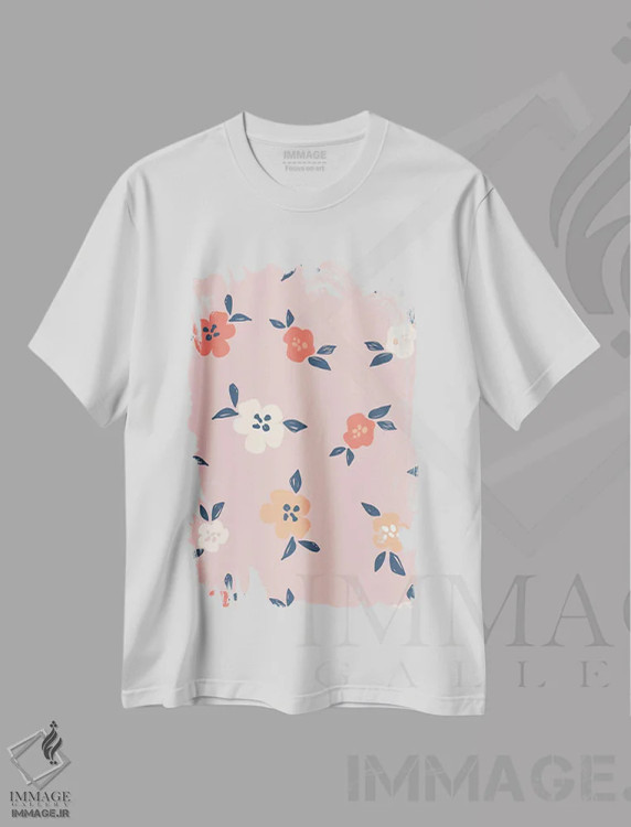 تیشرت سفید طرح دار شکوفهٔ درخشان ۴، تزئینی اثر کارولین آلفردز | immage.ir