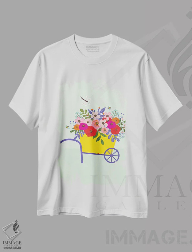 تیشرت سفید طرح دار باغ، هنر دیجیتال اثر کارولین آلفردز | فروشگاه ایماژ