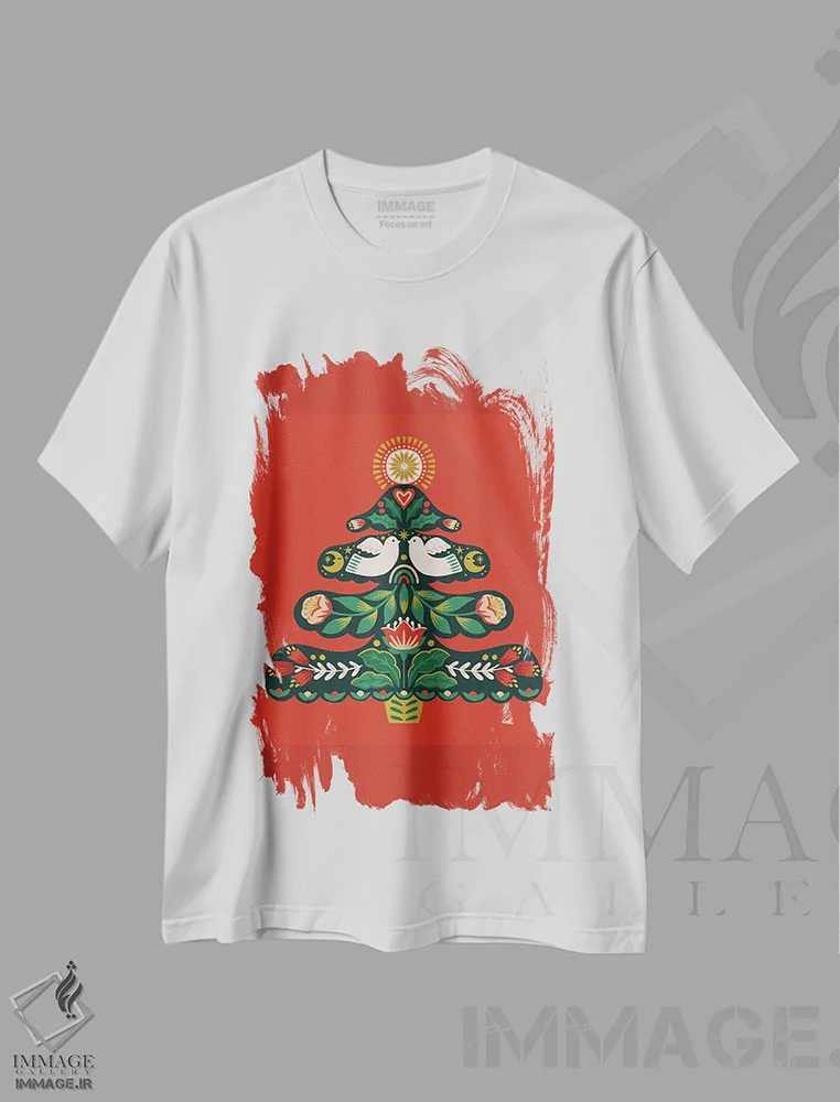 تیشرت سفید طرح دار کریسمس سنتی، هنر دیجیتال اثر کارولین آلفردز | immage.ir