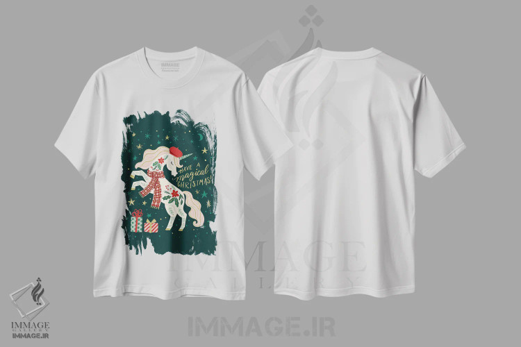 تیشرت سفید طرح دار کریسمس جادویی ۱، حیوانات کریسمسی اثر کارولین آلفردز | immage.ir
