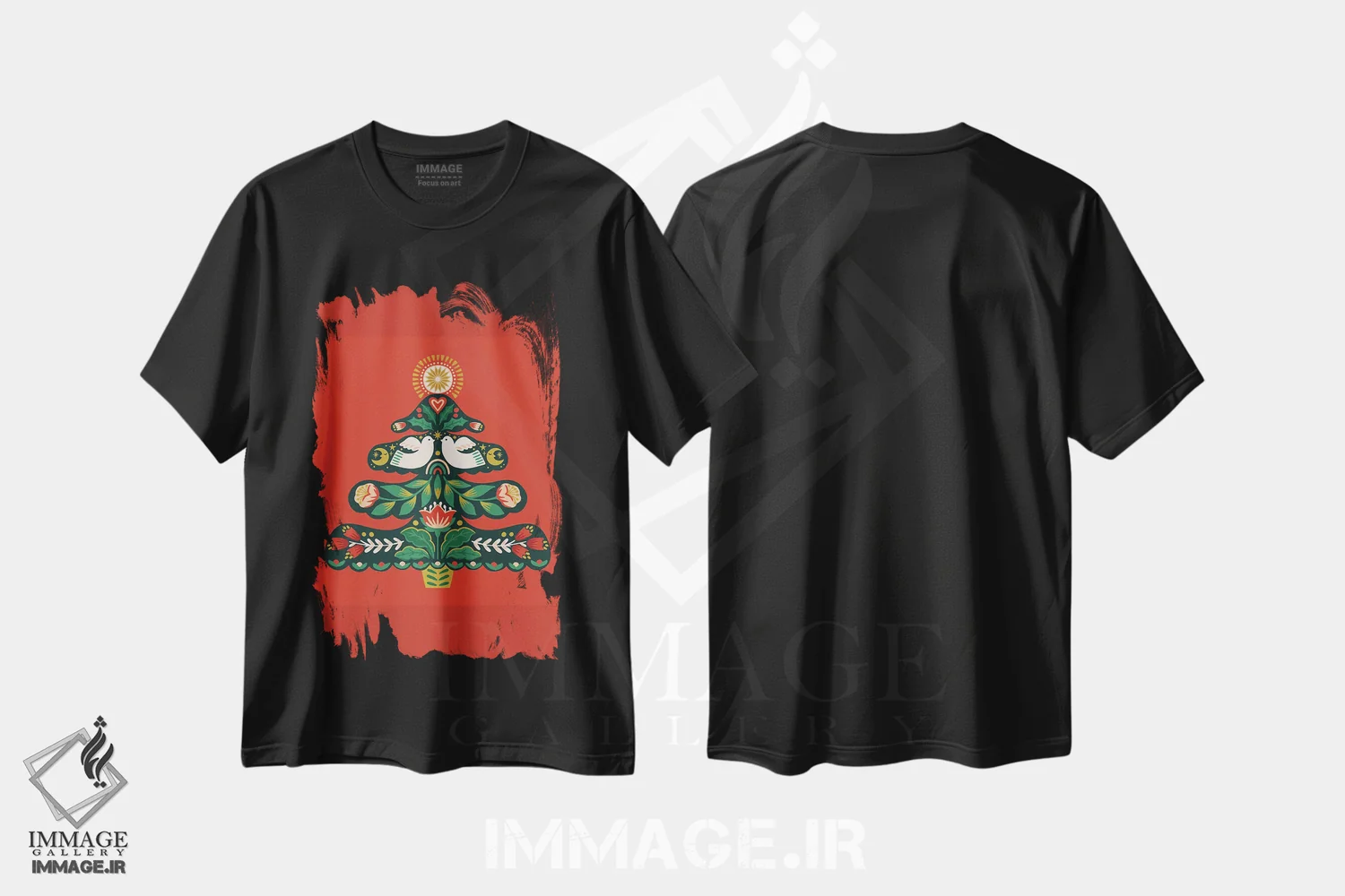 تیشرت مشکی طرح دار کریسمس سنتی، هنر دیجیتال اثر کارولین آلفردز | فروشگاه ایماژ