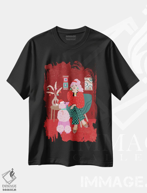 تیشرت مشکی طرح دار کریسمس مدرن، هنر دیجیتال اثر کارولین آلفردز | immage.ir