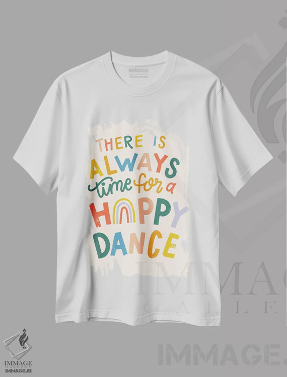 تیشرت سفید طرح دار رقص شاد، دکور روستایی اثر کارولین آلفردز | فروشگاه ایماژ