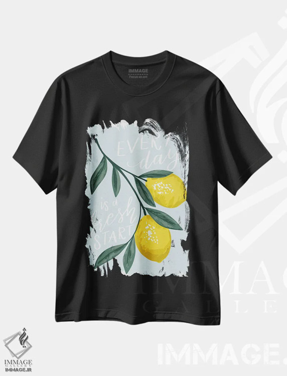 تیشرت مشکی طرح دار شروعی نو، دکور روستایی اثر کارولین آلفردز | فروشگاه ایماژ