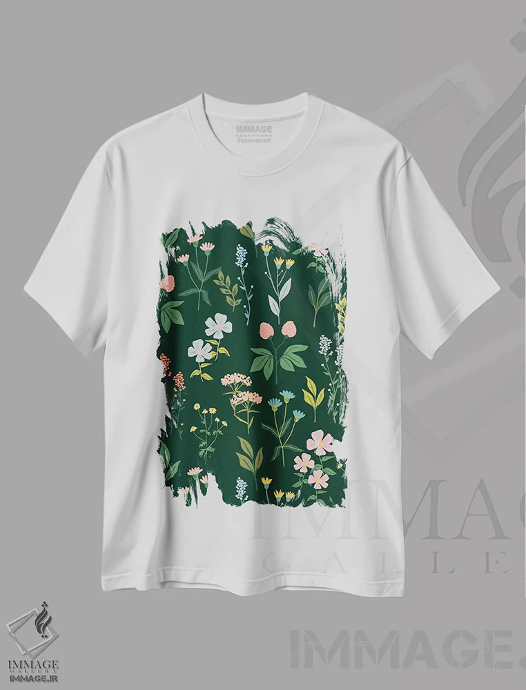 تیشرت سفید طرح دار بوتانیکا، تزئینی اثر کارولین آلفردز | immage.ir