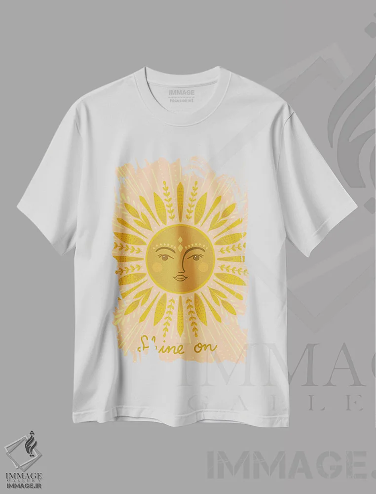 تیشرت سفید طرح دار به درخشش ادامه بده، دکور بوهمی اثر کارولین آلفردز | فروشگاه ایماژ