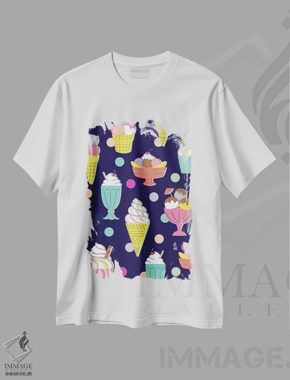 تیشرت سفید طرح دار سرزمین آب نبات، تزئینی اثر کارولین آلفردز | immage.ir