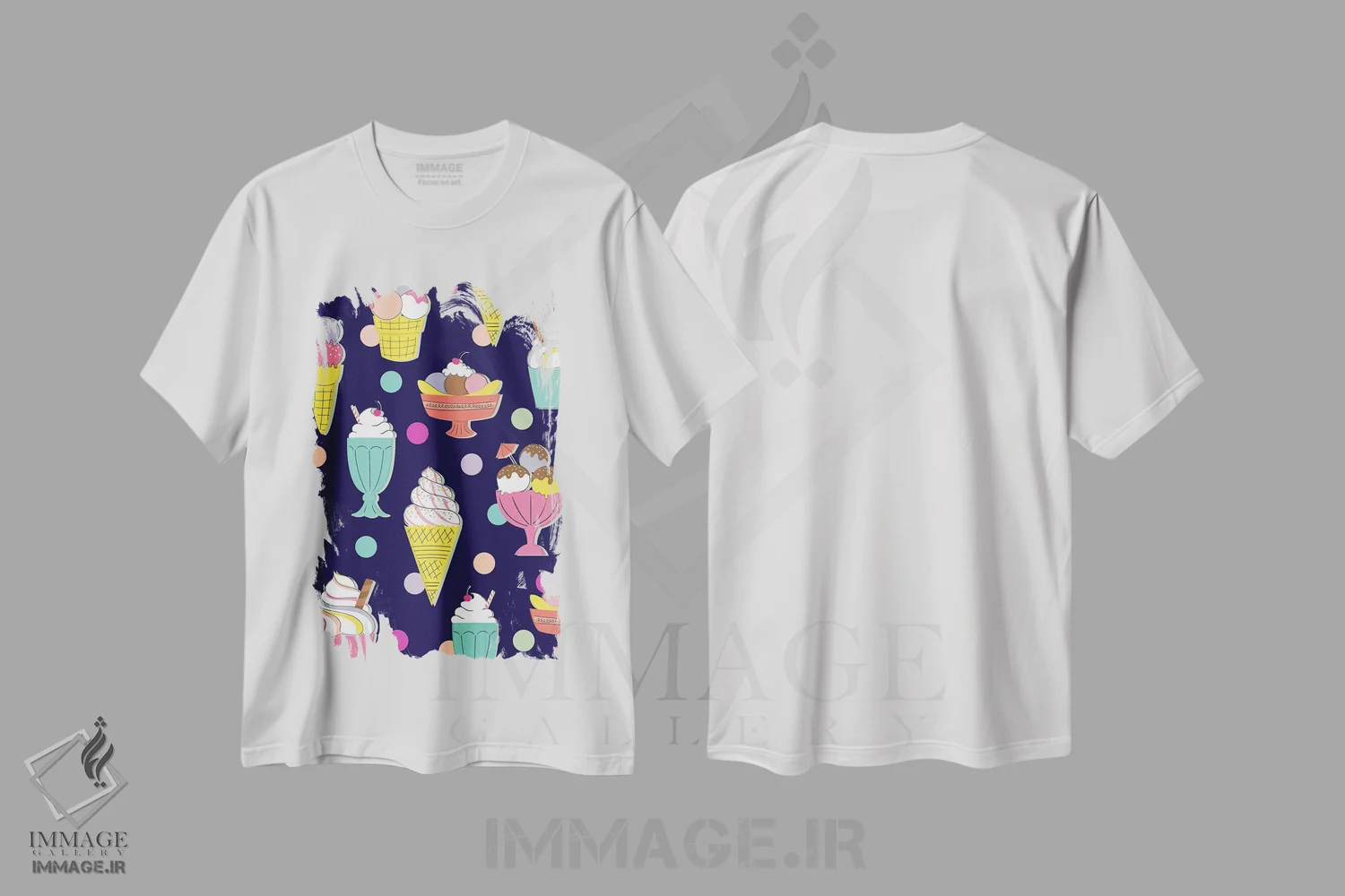 تیشرت سفید طرح دار سرزمین آب نبات، تزئینی اثر کارولین آلفردز | immage.ir