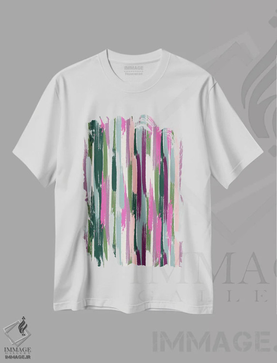 تیشرت سفید طرح دار دنیز عزیز ۲، آبستره اثر کارولین آلفردز | immage.ir