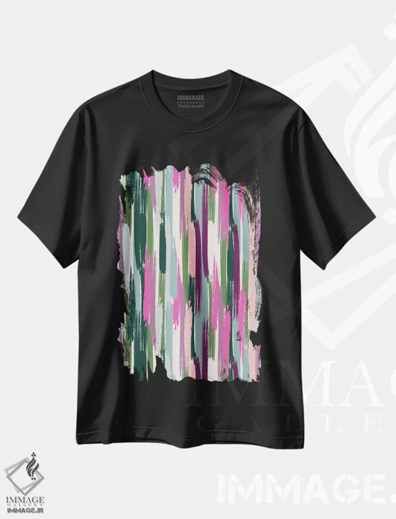تیشرت مشکی طرح دار دنیز عزیز ۲، آبستره اثر کارولین آلفردز | فروشگاه ایماژ