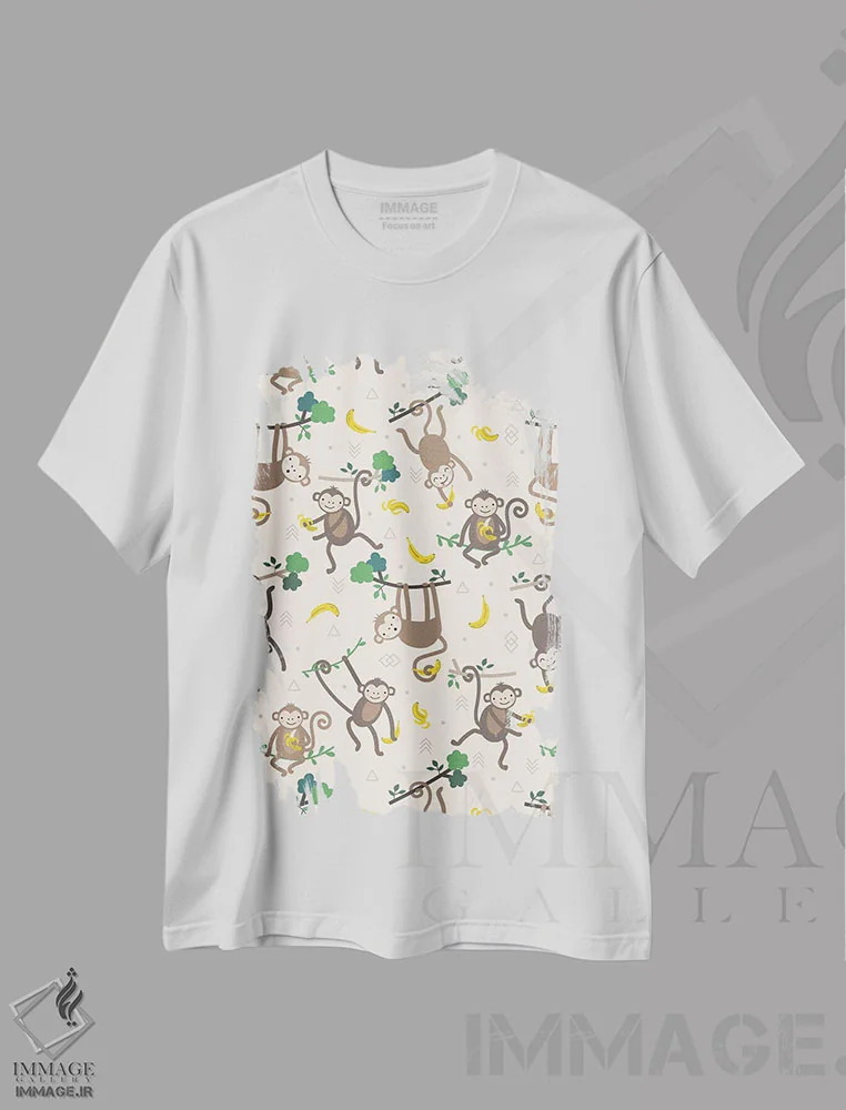 تیشرت سفید طرح دار میمون کوچولو III، تزئینی اثر کارولین آلفردز | فروشگاه ایماژ