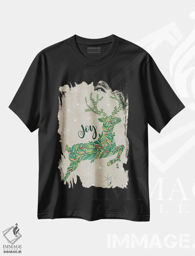 تیشرت مشکی طرح دار تزیین کریسمس I، تابلو و عبار ت های کریسمسی اثر کارولین آلفردز | فروشگاه ایماژ