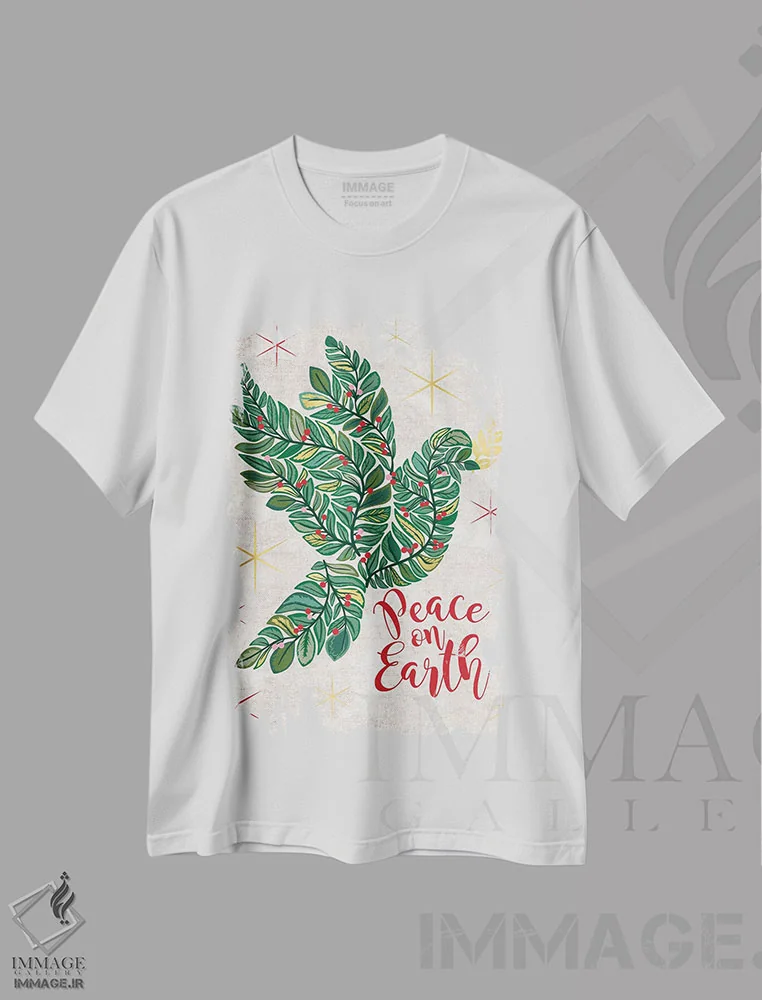 تیشرت سفید طرح دار تزیین کریسمس II، تابلو و عبار ت های کریسمسی اثر کارولین آلفردز | فروشگاه ایماژ