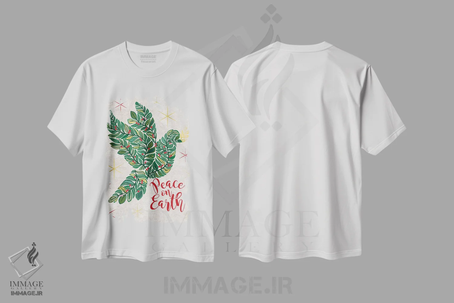 تیشرت سفید طرح دار تزیین کریسمس II، تابلو و عبار ت های کریسمسی اثر کارولین آلفردز | فروشگاه ایماژ