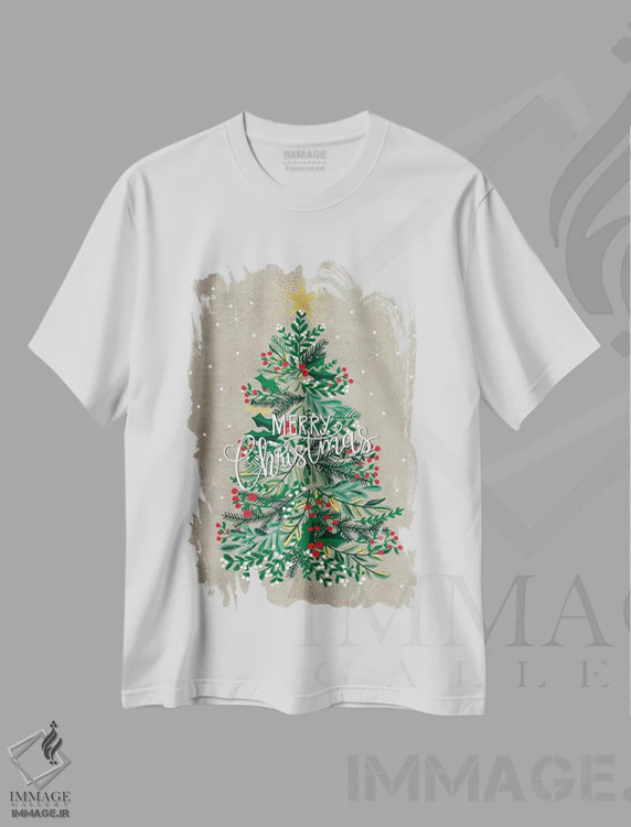 تیشرت سفید طرح دار تزیین کریسمس IV، تابلو و عبار ت های کریسمسی اثر کارولین آلفردز | immage.ir