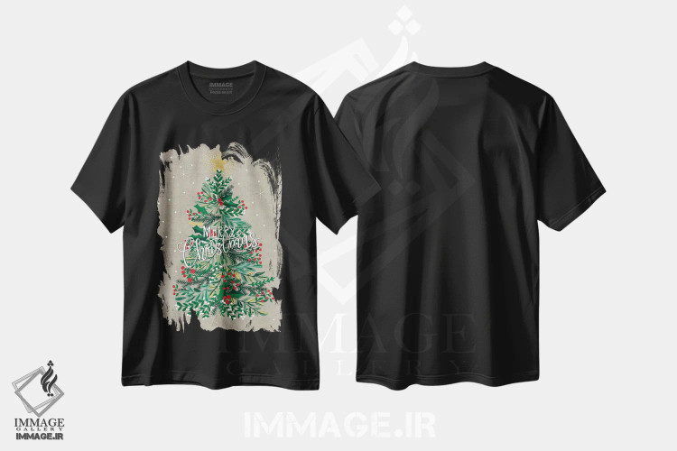 تیشرت مشکی طرح دار تزیین کریسمس IV، تابلو و عبار ت های کریسمسی اثر کارولین آلفردز | فروشگاه ایماژ
