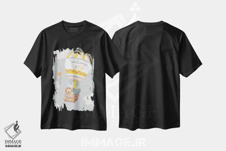 تیشرت مشکی طرح دار ماجراجویی نوزاد در انتظار IV، تزئینی اثر کارولین آلفردز | فروشگاه ایماژ