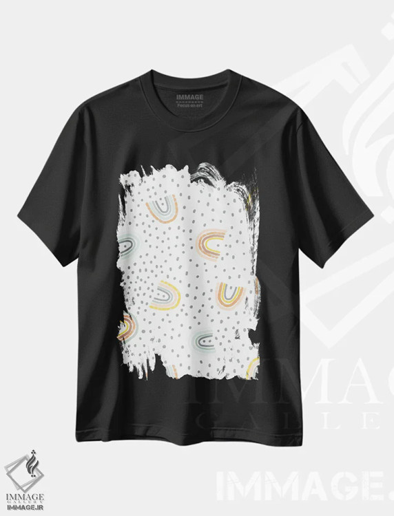 تیشرت مشکی طرح دار ماجراجویی نوزاد در انتظار VII، آبستره اثر کارولین آلفردز | immage.ir