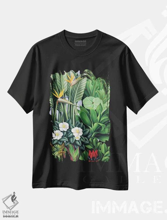 تیشرت مشکی طرح دار برگ و شاخسار II، هنر فاخر کلاسیک اثر کترین ایبل | immage.ir