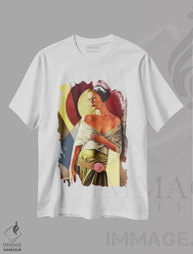 تیشرت سفید طرح دار انعکاس های ظرافت، آرت دکو اثر کترین ایبل | فروشگاه ایماژ