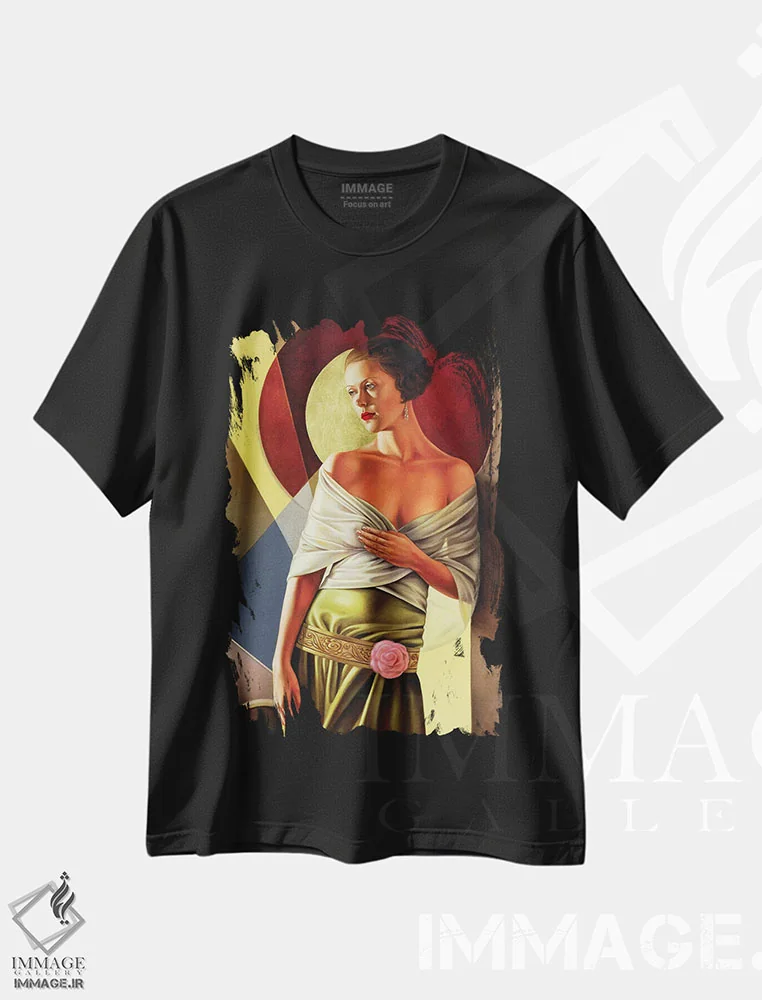 تیشرت مشکی طرح دار انعکاس های ظرافت، آرت دکو اثر کترین ایبل | immage.ir