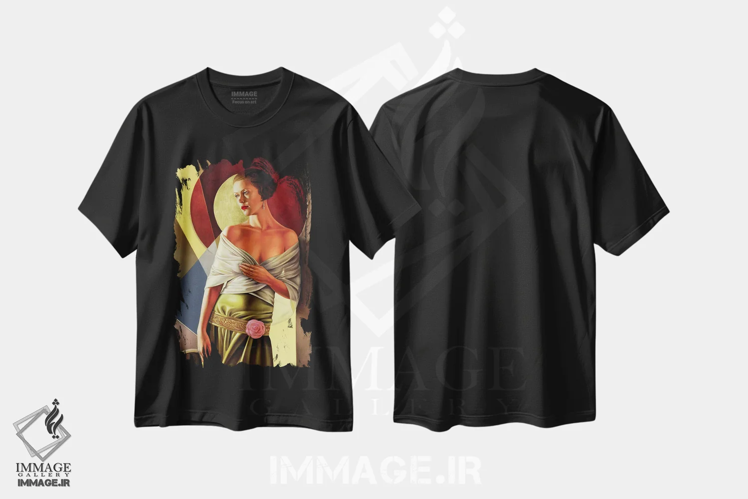 تیشرت مشکی طرح دار انعکاس های ظرافت، آرت دکو اثر کترین ایبل | immage.ir