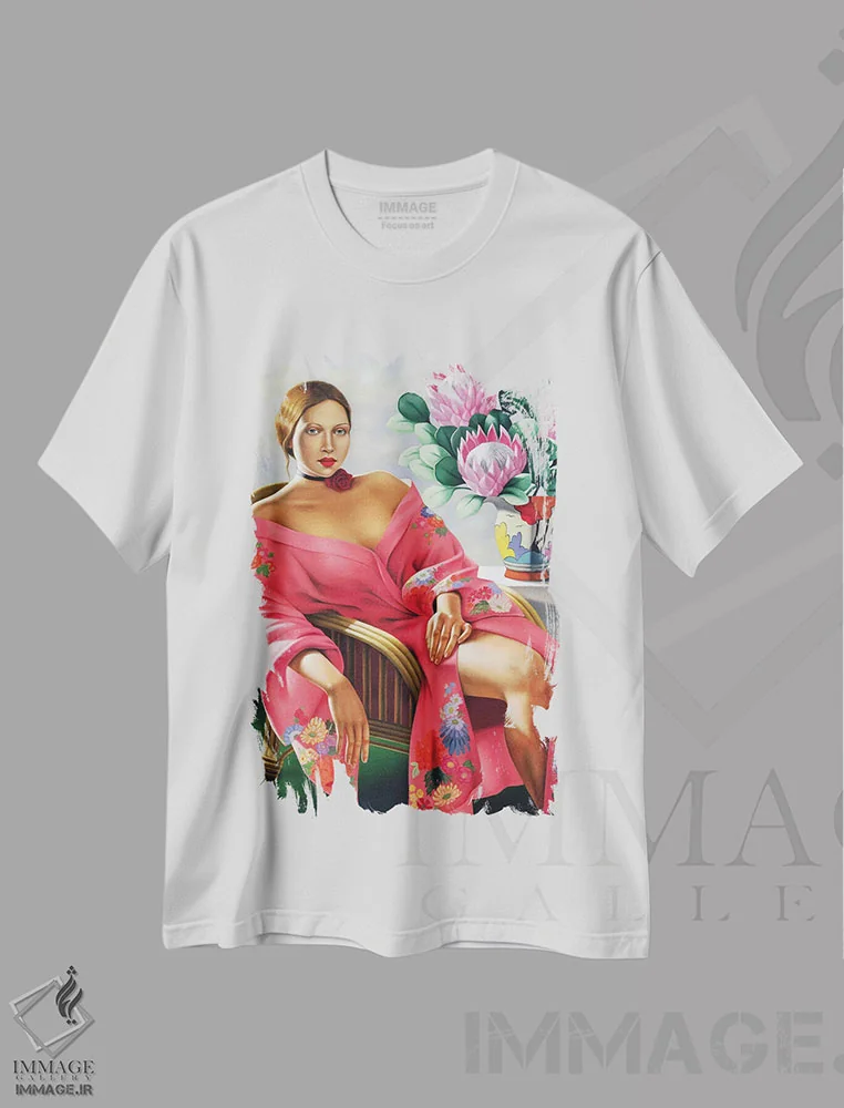 تیشرت سفید طرح دار چای، اواخر بعد از ظهر، آرت دکو اثر کترین ایبل | immage.ir