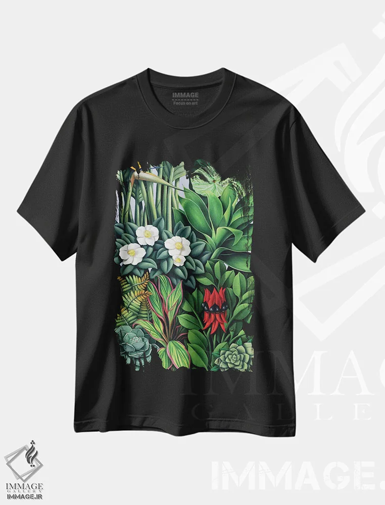 تیشرت مشکی طرح دار برگ و شاخسار II، آرت دکو اثر کترین ایبل | immage.ir