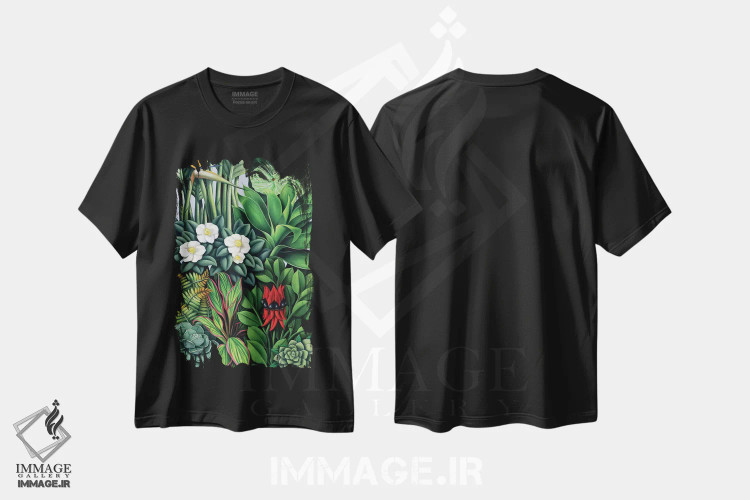 تیشرت مشکی طرح دار برگ و شاخسار II، آرت دکو اثر کترین ایبل | immage.ir