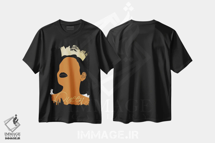 تیشرت مشکی طرح دار ملکه، هنر آمریکایی آفریقایی تبار اثر طراحی CAD | immage.ir
