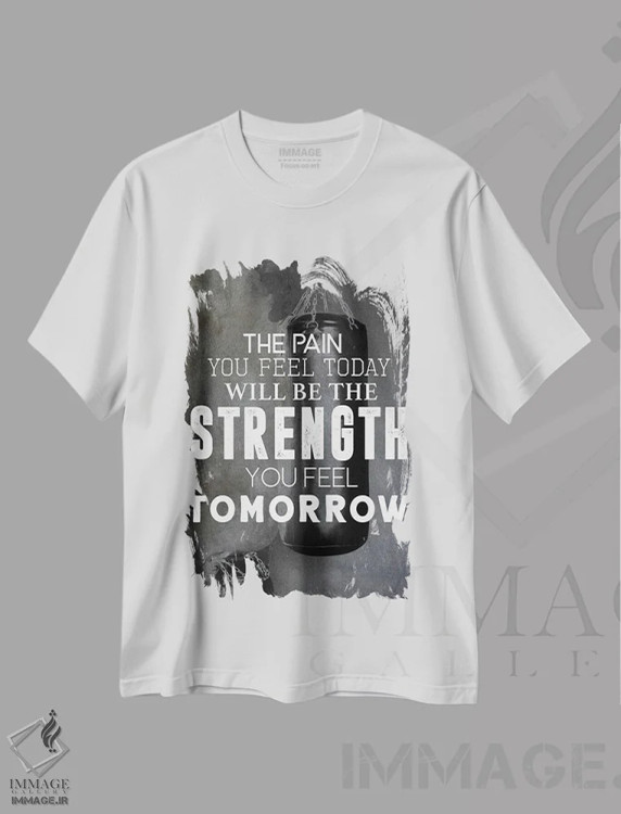 تیشرت سفید طرح دار قدرت فردا، هنر تزئینی سیاه و سفید اثر طراحی CAD | immage.ir