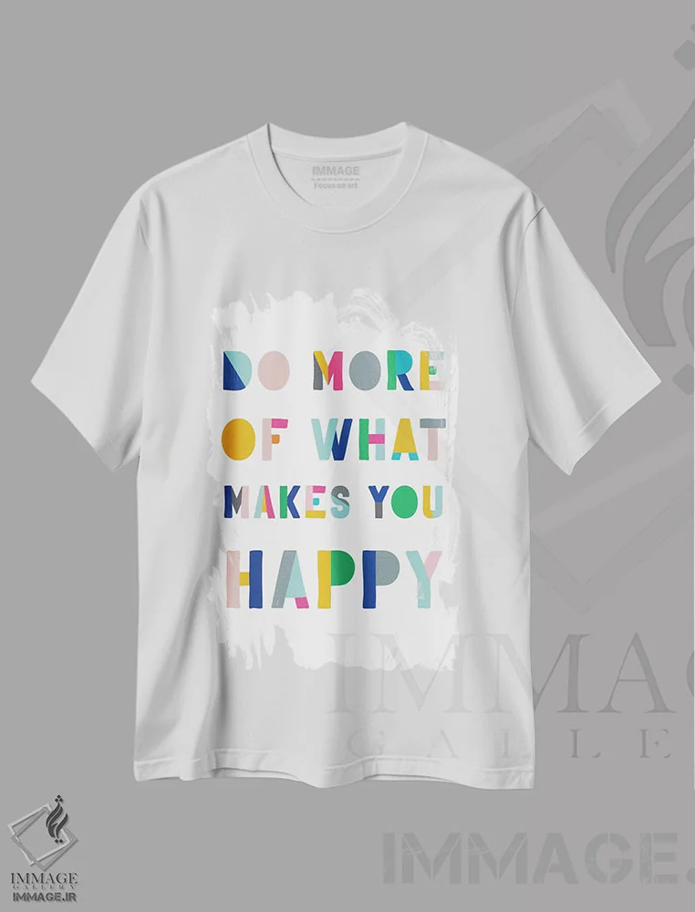 تیشرت سفید طرح دار بیشتر انجام بده، تایپوگرافی اثر طراحی CAD | فروشگاه ایماژ