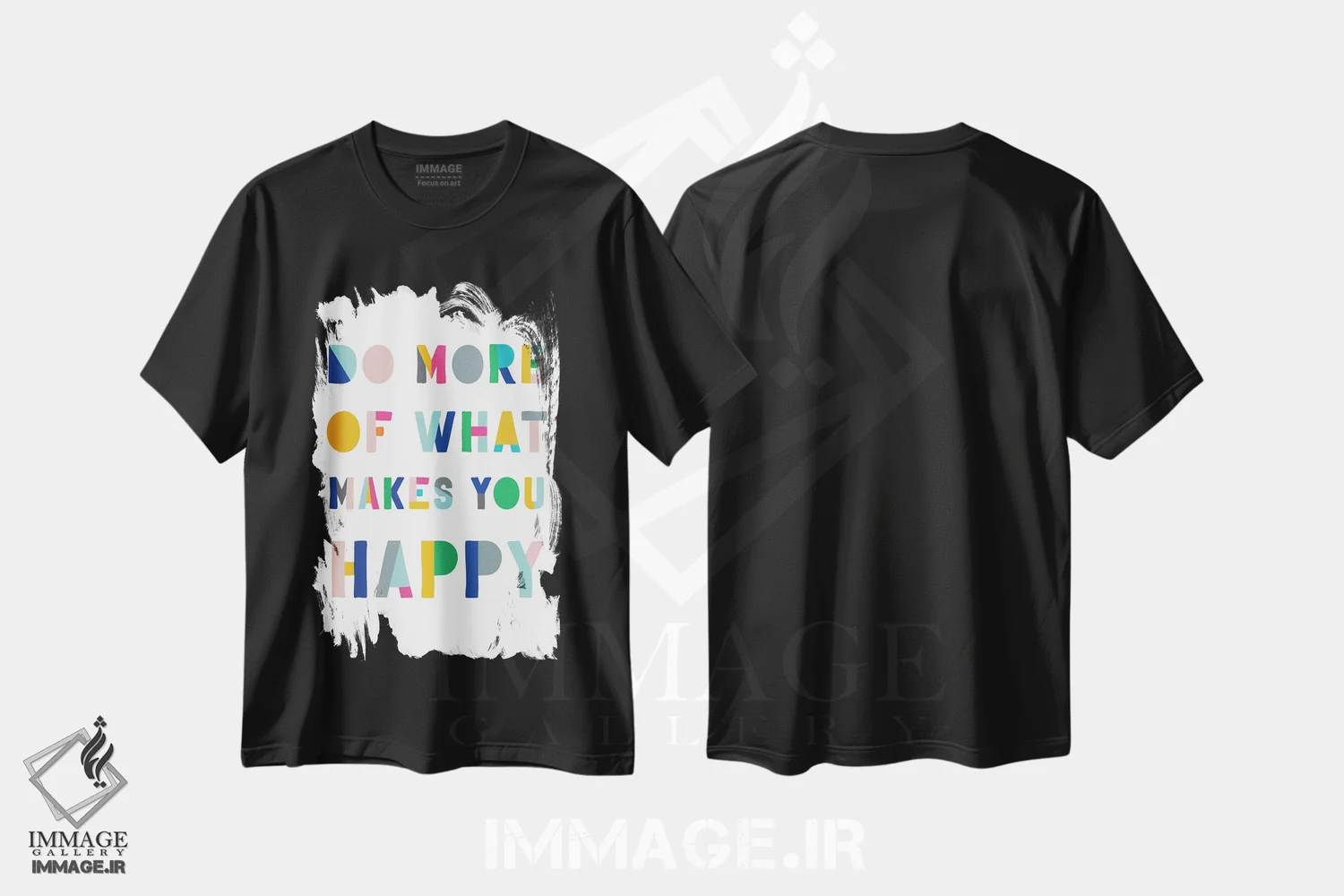 تیشرت مشکی طرح دار بیشتر انجام بده، تایپوگرافی اثر طراحی CAD | immage.ir
