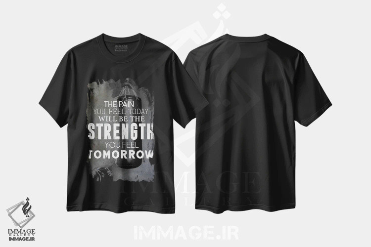 تیشرت مشکی طرح دار قدرت فردا، هنر تزئینی سیاه و سفید اثر طراحی CAD | فروشگاه ایماژ