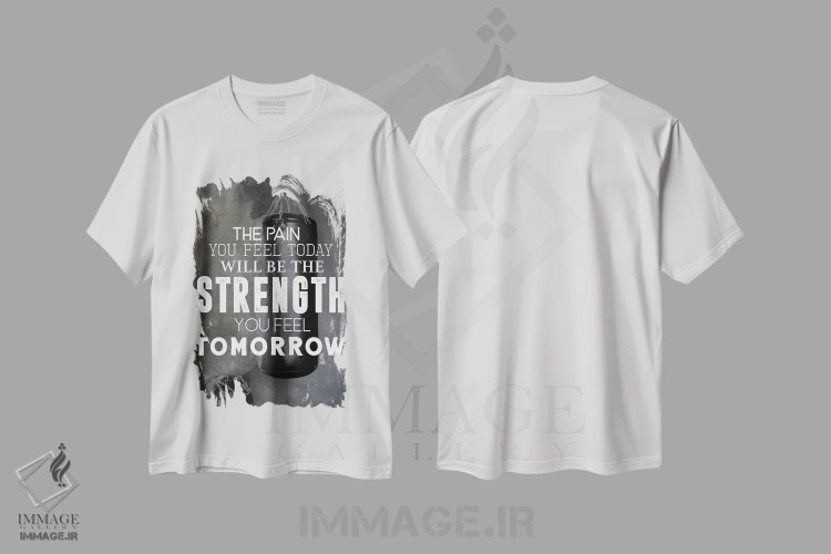 تیشرت سفید طرح دار قدرت فردا، هنر تزئینی سیاه و سفید اثر طراحی CAD | immage.ir