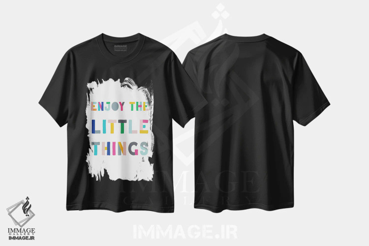 تیشرت مشکی طرح دار چیزهای کوچک، تایپوگرافی اثر طراحی CAD | فروشگاه ایماژ
