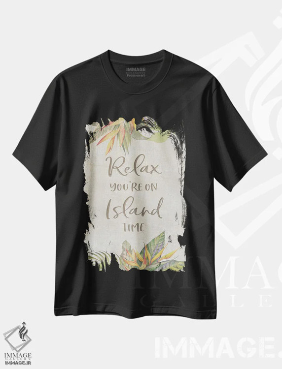 تیشرت مشکی طرح دار تو در زمان جزیره هستی، تزئینی اثر طراحی CAD | immage.ir