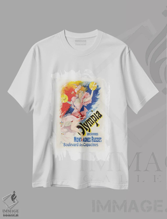 تیشرت سفید طرح دار المپیا، مدیوم اثر طراحی CAD | فروشگاه ایماژ