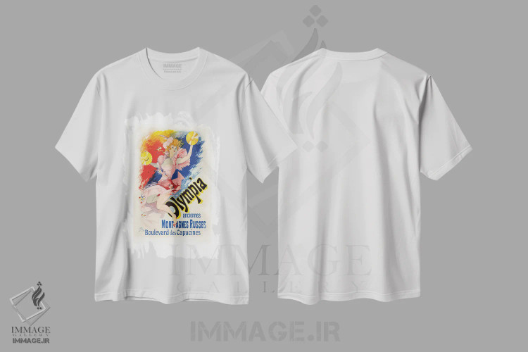 تیشرت سفید طرح دار المپیا، مدیوم اثر طراحی CAD | فروشگاه ایماژ